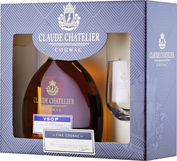 Коньяк Claude Chatelier VSOP with a glass in gift box 0,50 л фото