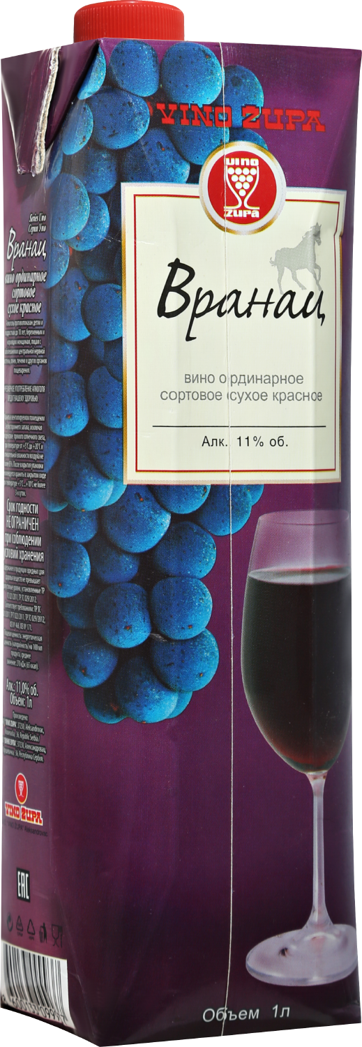 Вино Красное Сухое Vino Zupa Vranac 1 л фото