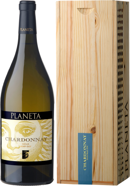 Вино Белое Сухое Planeta Chardonnay Menfi in wooden box 2023 1,5 л фото