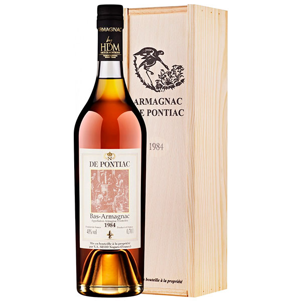 Арманьяк De Pontiac Bas-Armagnac in wooden box 1984 0,7 л фото