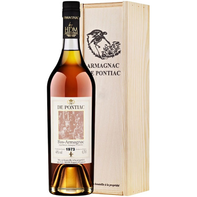 Арманьяк De Pontiac Bas-Armagnac in wooden box 1973 0,7 л фото