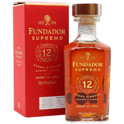 Бренди Fundador Supremo 12 Pedro Ximenez Sherry Casks Brandy de Jerez in gift box 0,7 л фото