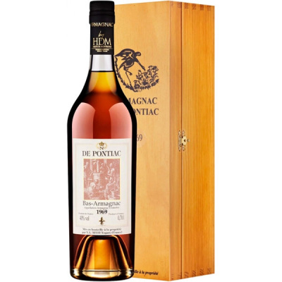 Арманьяк De Pontiac Bas-Armagnac in wooden box 1969 0,7 л фото