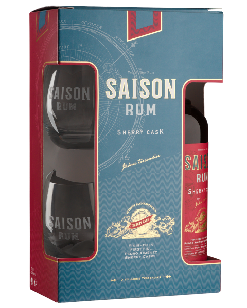 Ром Saison Sherry Cask with 2 glasses in gift box 0,7 л фото