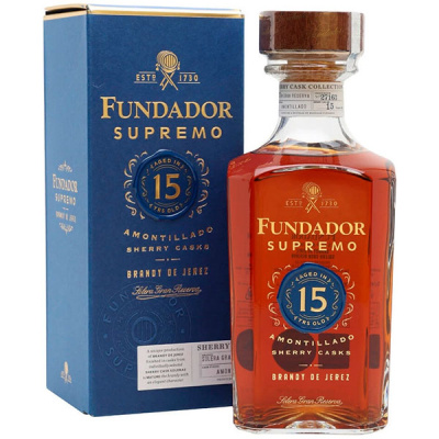Бренди Fundador Supremo 15 Amontillado Sherry Casks Brandy de Jerez in gift box 0,7 л фото