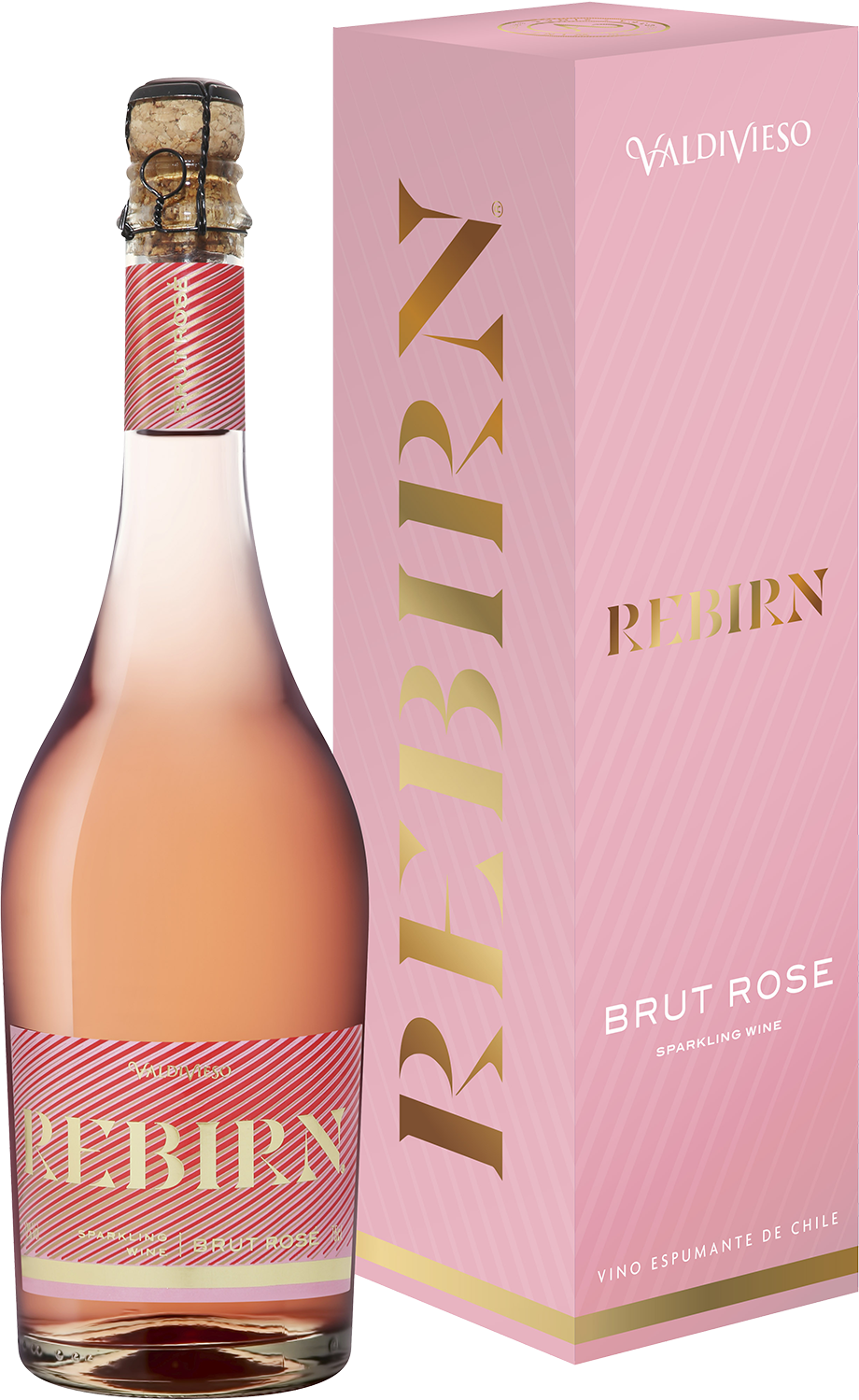 Вино игристое Розовое Брют Valdivieso Rebirn Rose Extra Brut in gift box 2023 0,75 л фото