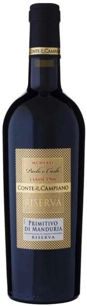 Вино Красное Полусухое Conte di Campiano Primitivo di Manduria Riserva 2020 0,75 л фото