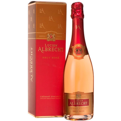 Вино игристое Розовое Брют Lucien Albrecht Cremant d'Alsace Brut Rose in gift box 1,50 л фото