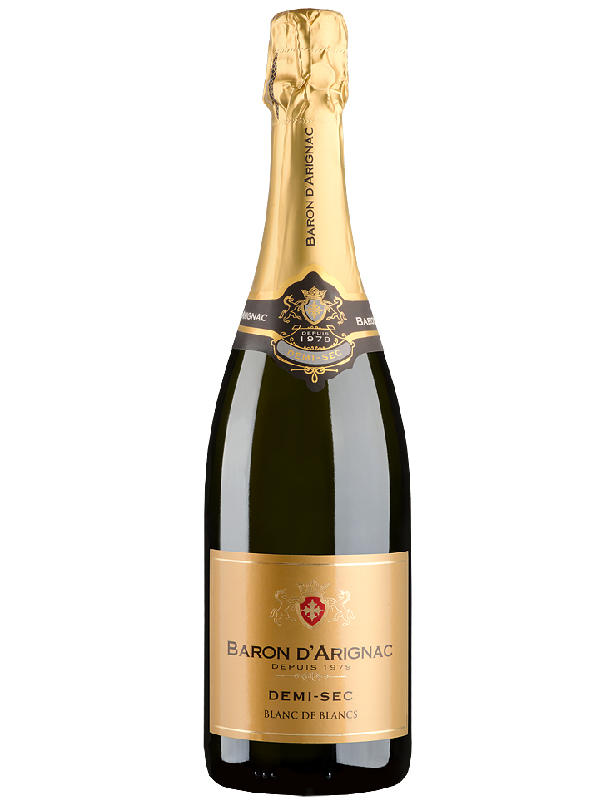 Вино игристое Белое Полусухое Baron D'Arignac Blanc de Blancs 0,75 л фото