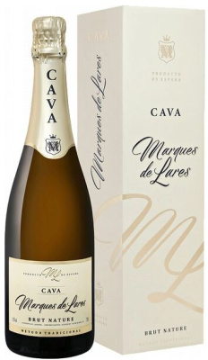 Вино игристое Белое Экстра Брют Marques de Lares Brut Nature Cava in gift box 0,75 л фото