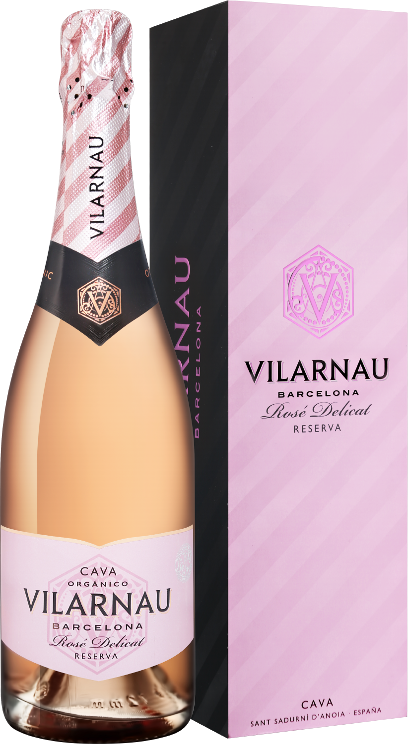 Вино игристое Розовое Брют Vilarnau Cava Brut Delicat Reserva in gift box 0,75 л фото