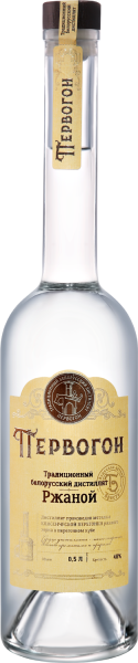 Дистиллят Первогон Ржаной 40% 0,5 л фото