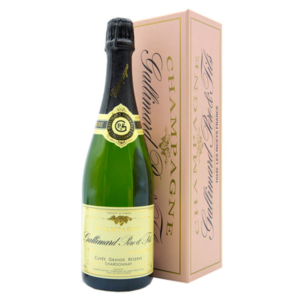 Вино игристое Белое Брют Gallimard Pere et Fils Cuvee Grande Reserve Chardonnay Champagne in gift box 2017 0,75 л фото