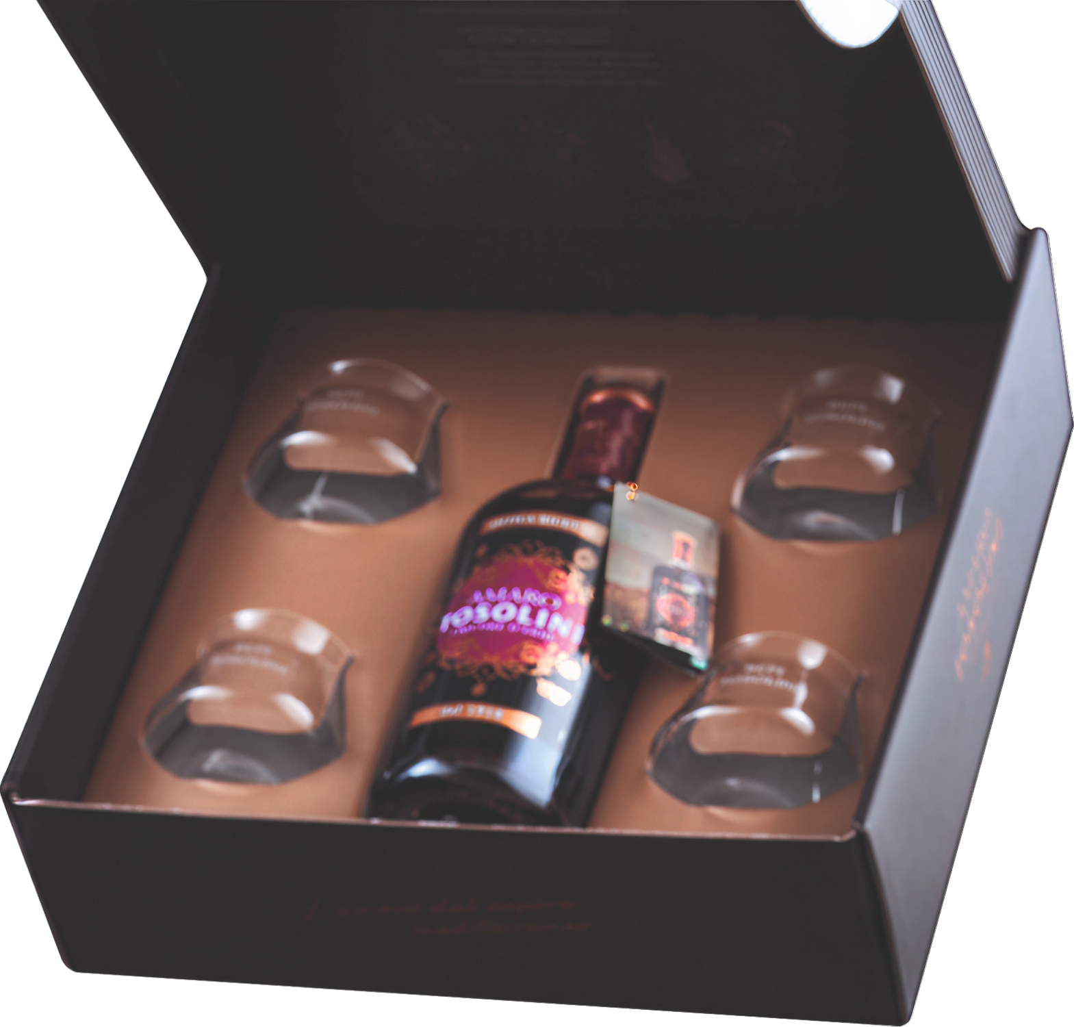 Ликер Bepi Tosolini Amaro Tosolini with 4 glasses in gift box 0,7 л фото