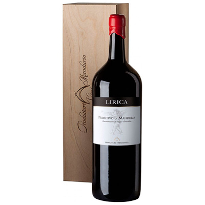 Вино Красное Сухое Produttori di Manduria Lirica Primitivo di Manduria in wooden box 2020 5,00 л Вино Красное Сухое Produttori di Manduria Lirica Primitivo di Manduria in wooden box 2020 5,00 л фото
