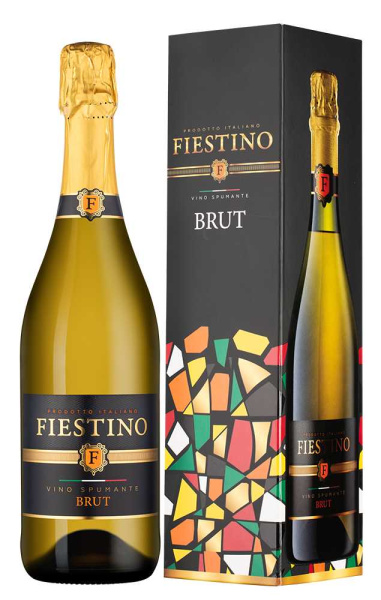 Вино игристое Белое Fiestino Brut in gift box 2024 0,75 л фото