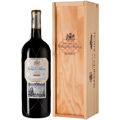 Вино Красное Сухое Marques de Riscal Herederos Reserva Rioja in wooden box 2018 1,50 л фото