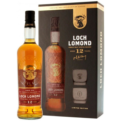 Виски Loch Lomond 12 Years Old Single Malt Highland with 2 glasses in gift box 0,70 л фото