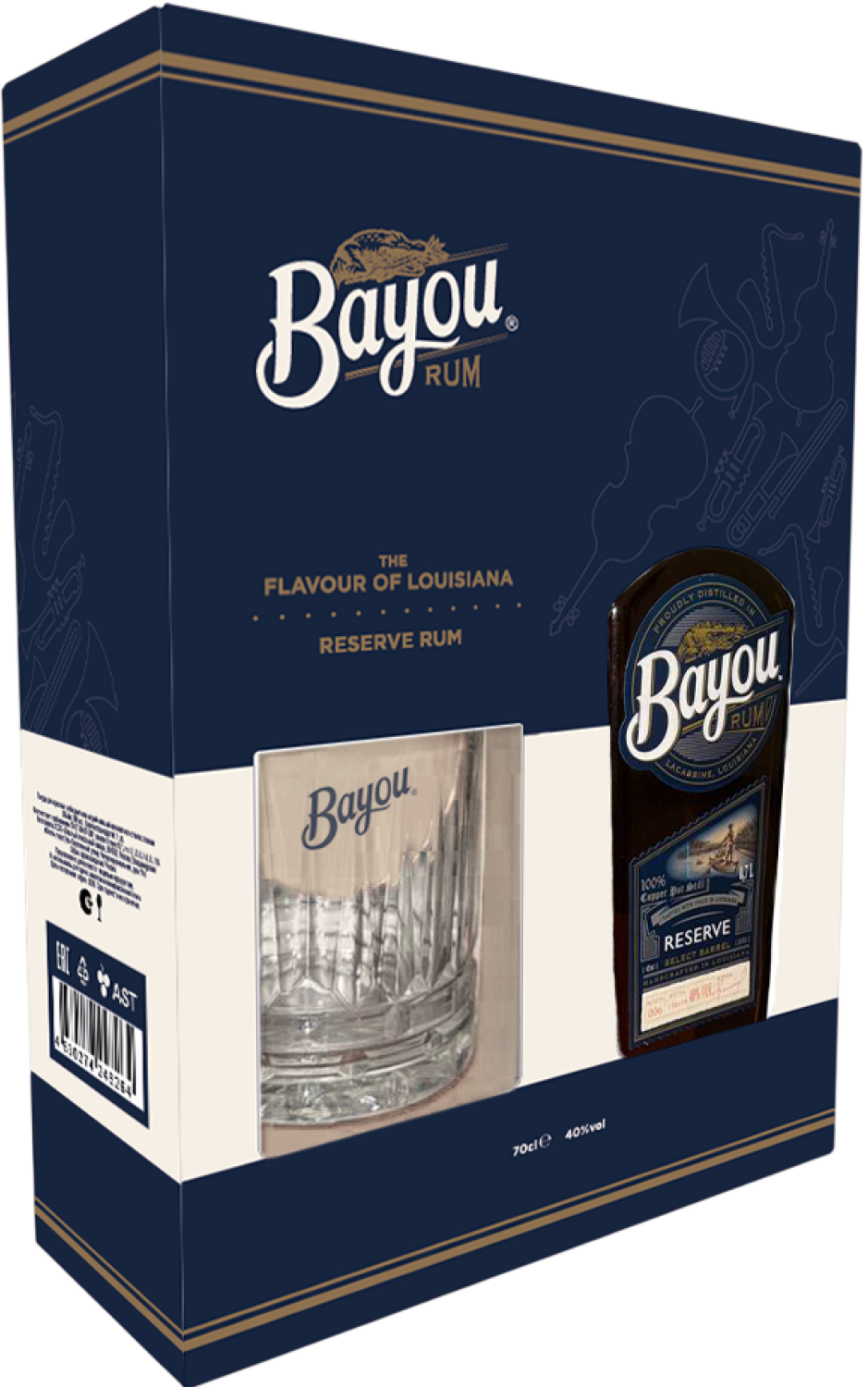 Ром Bayou Reserve with a glass in gift box 0,7 л фото