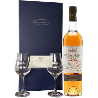 Коньяк Leyrat VSOP Reserve Fins Bois with 2 glasses in gift box 0,7 л фото