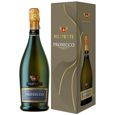 Вино игристое Белое Брют Filipetti Prosecco Extra Dry in gift box 0,75 л фото