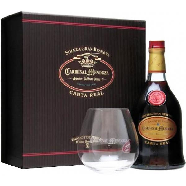 Бренди Cardenal Mendoza Carta Real Solera Gran Reserva Brandy de Jerez with glass in gift box 0,70 л фото