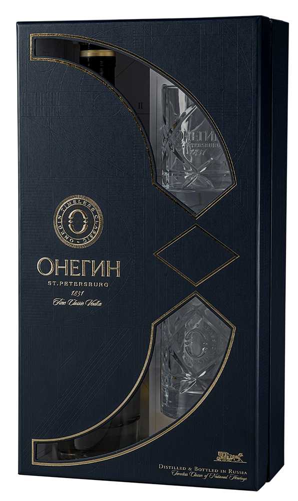 Водка Onegin with 2 glasses in gift box 0,7 л фото