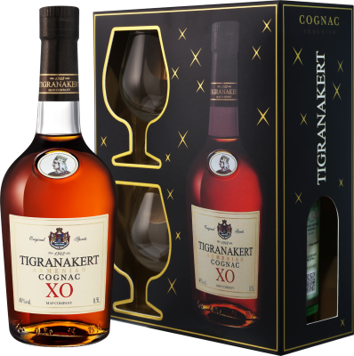 Бренди Тигранакерт ХО в п/у с 2-мя бокалами 40% 0,5 л фото