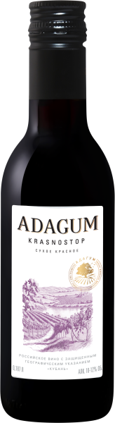 Вино Красное Сухое Adagum Krаsnostop Kuban 0,187 л фото