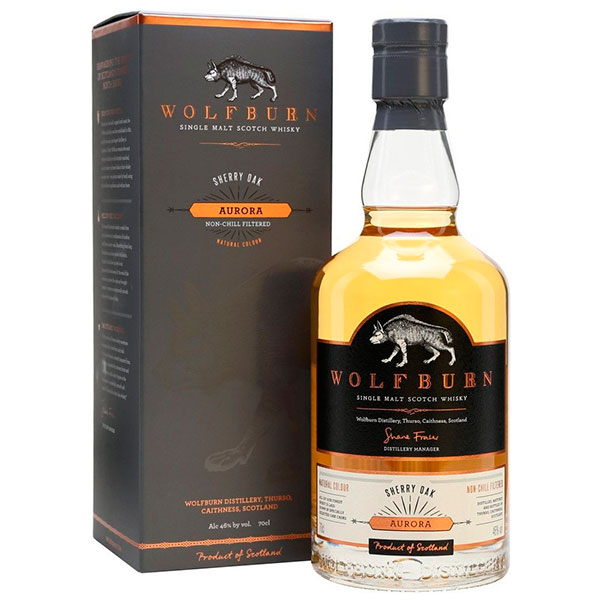 Виски Wolfburn Aurora Sherry Oak Single Malt Highland in gift box 0,7 л фото