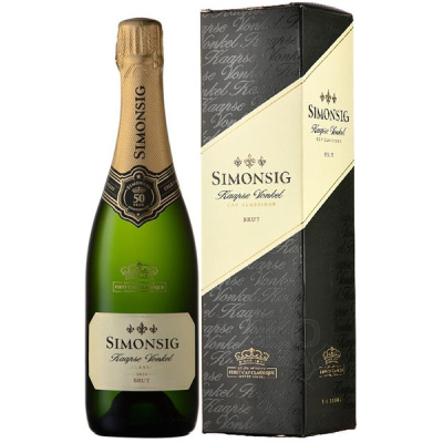 Вино игристое Белое Брют Simonsig Kaapse Vonkel Cap Classique Brut in gift box 2021 0,75 л фото