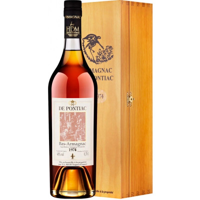 Арманьяк De Pontiac Bas-Armagnac in wooden box 1974 0,7 л фото