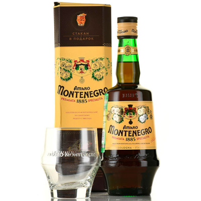 Ликер Amaro Montenegro with a glass in gift box 0,70 л фото