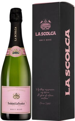 Вино игристое Розовое Брют Soldati La Scolca Brut Rose in gift box 0,75 л фото