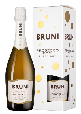 Вино игристое Белое Bruni Prosecco Extra Dry in gift box 2023 0,75 л фото