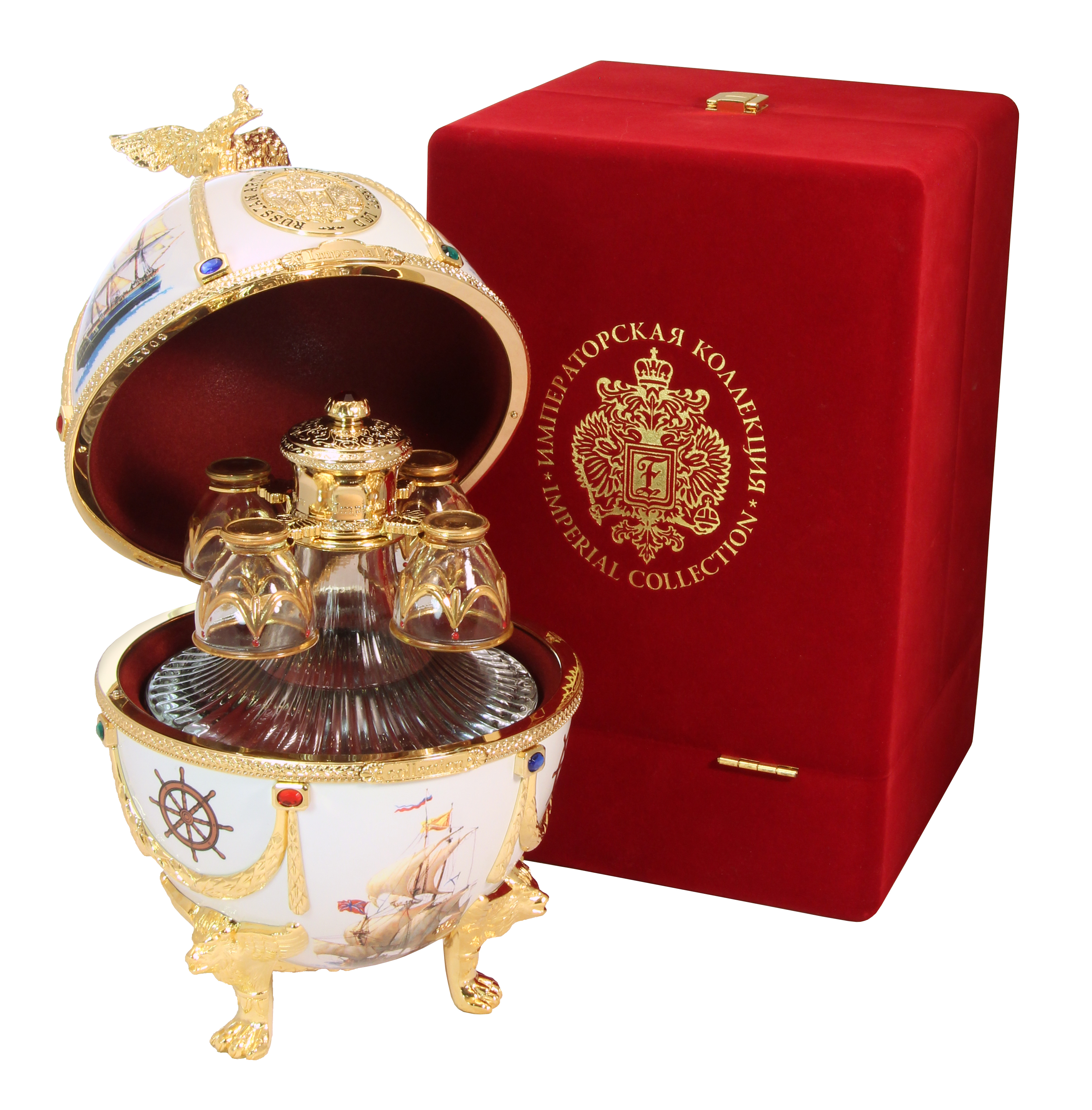 Водка Imperial Collection Faberge Egg White With Sailboats in velvet box 0,7 л фото