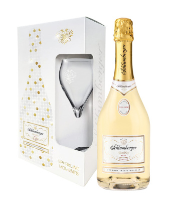 Вино игристое Schlumberger Sparkling Brut Klassik with a glass in gift box 0,75 л фото