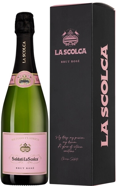 Вино игристое Розовое Брют Soldati La Scolca Brut Rose in gift box 0,75 л фото