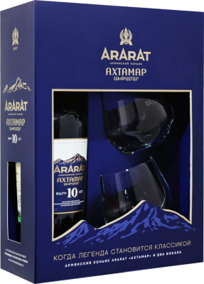 Бренди Ararat Akhtamar 10 years with 2 glasses in gift box 0,7 л фото