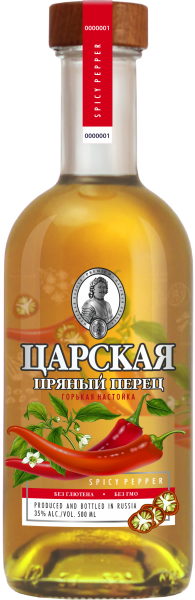 Настойка Царская Пряный Перец со стаканом 35% 0,5 л фото