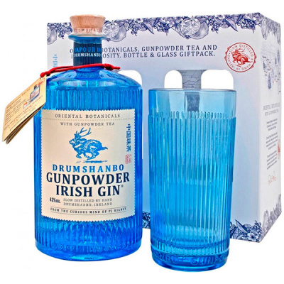 Джин Drumshanbo Gunpowder Irish Gin with a glass in gift box 0,70 л фото