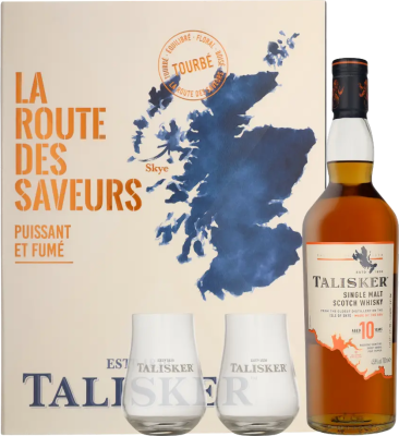 Виски Talisker 10 years old Single Malt Skye with 2 glasses in gift box 0,7 л фото