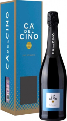 Вино игристое Белое Сухое Ca' del Cino Extra Dry in gift box 2024 0,75 л фото