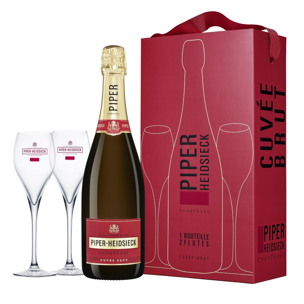 Вино игристое Белое Брют Piper-Heidsieck Brut Champagne with 2 glasses in gift box 2021 0,75 л фото