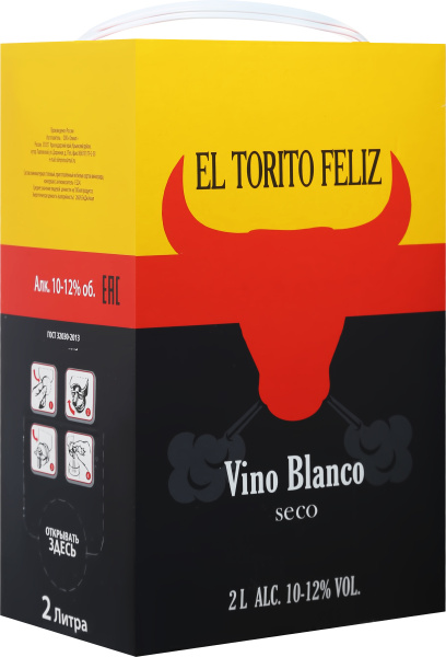 Вино Белое Сухое El Torito Feliz Blanco Seco 2 л фото