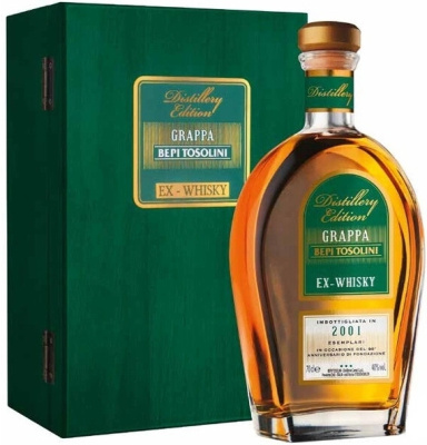Граппа Bepi Tosolini Ex-Whisky Barrique in wooden box 2001 0,7 л фото