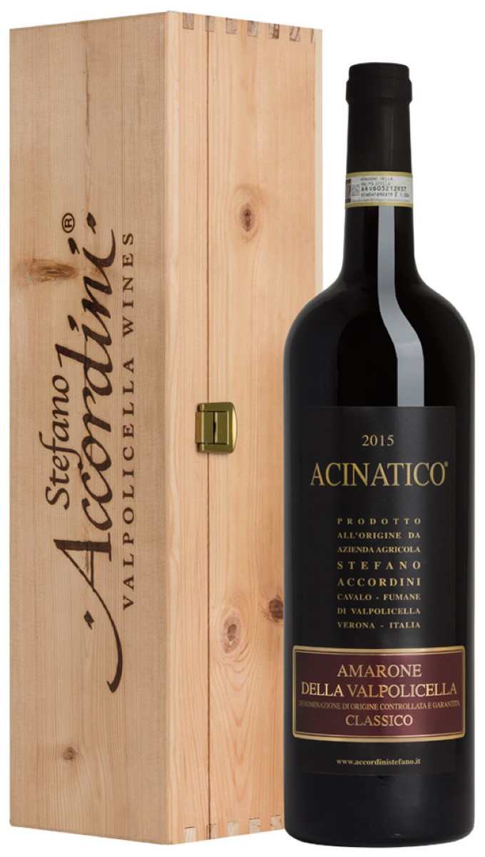 Вино Красное Полусухое Stefano Accordini Acinatico Amarone della Valpolicella Classico in wooden box 2018 1,5 л фото