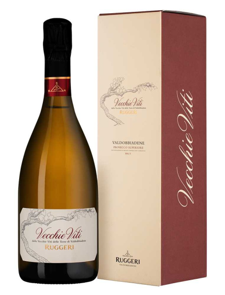 Вино игристое Белое Брют Ruggeri Vecchie Viti Valdobbiadene Prosecco Superiore Brut in gift box 2024 0,75 л фото