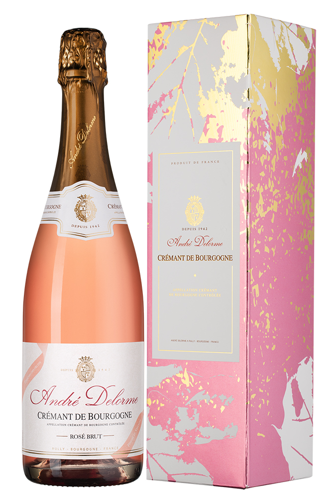 Вино игристое Розовое Andre Delorme Cremant de Bourgogne Brut Rose in gift box 2023 0,75 л фото