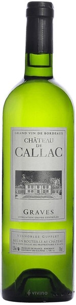 Вино Белое Сухое Chateau de Callac Blanc Graves 2022 0,75 л фото